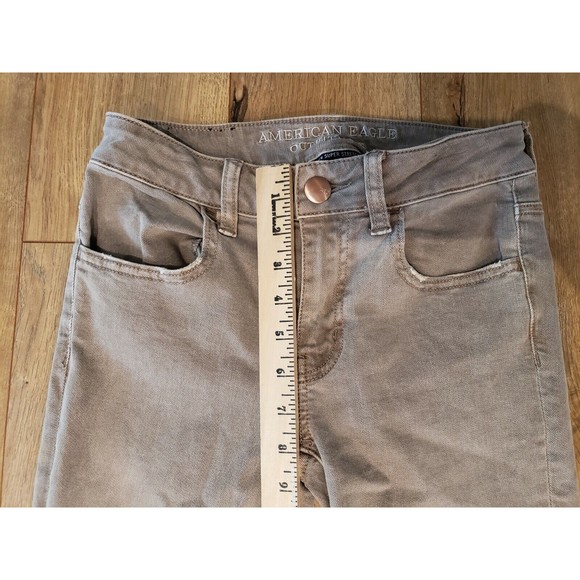 AMERICAN EAGLE 360 SUPER STRETCH Taupe Gray JEGGING CROP JEANS SIZE 2 - Picture 7 of 8